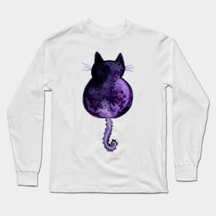 Spooky Cat Silhouette - Watercolor Long Sleeve T-Shirt